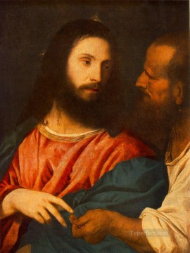  Tintoretto Oil Painting - Tintoretto The Tribute M Tiziano Titian